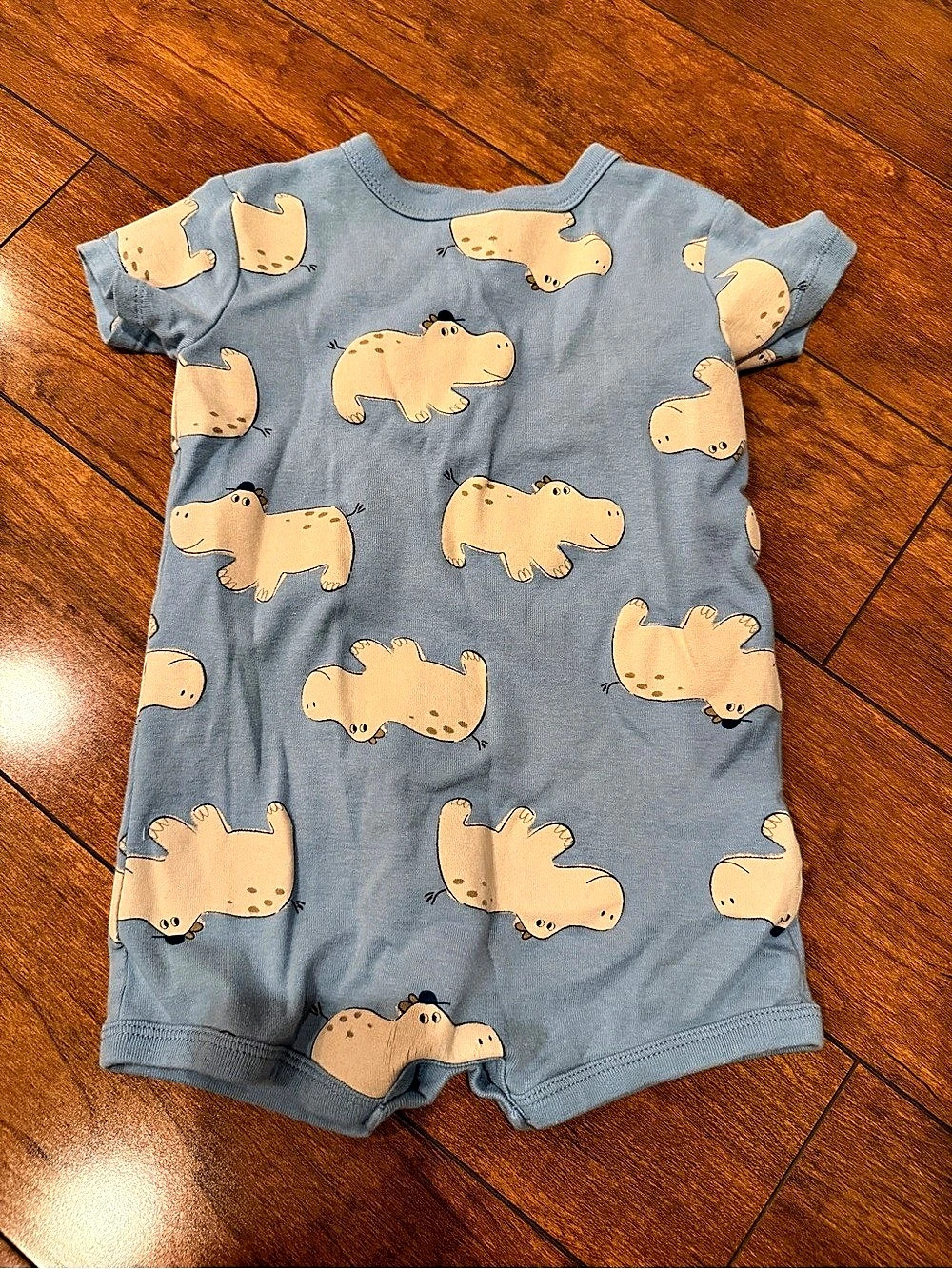 Carter's Baby Boy Hippo Short-Sleeve Romper - Blue 18M, 100% cotton